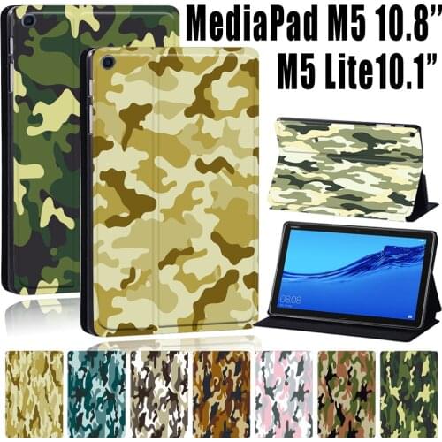 For Huawei MediaPad M5 Lite 10.1 Inch / MediaPad M5 10.8 Inch Shockproof PU Leather Tablet Cover Case + Free Stylus