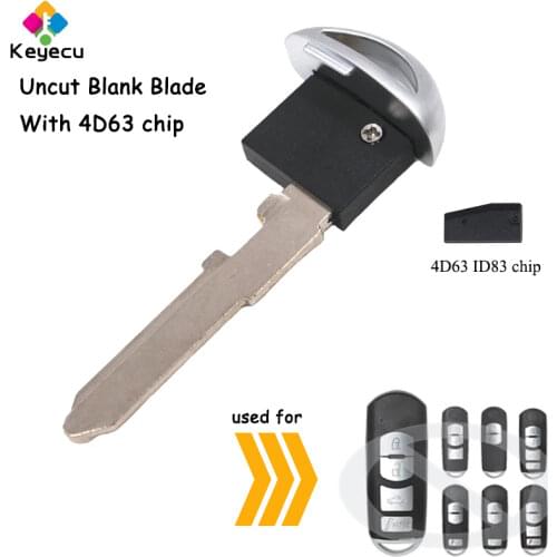 KEYECU Smart Remote Uncut Emergency Insert Key Blade With 4D63 Chip Fob for Mazda 3 5 6 CX-5 CX-7 CX-9 MX-5 Miata RX-8 2004-2012