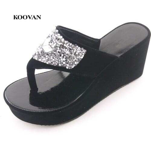 Koova Summer New Fashion Women Shoes Roman Women Sandals Flip Heavy-bottomed Muffin Women Sandals And Slippers Diamond Shoes