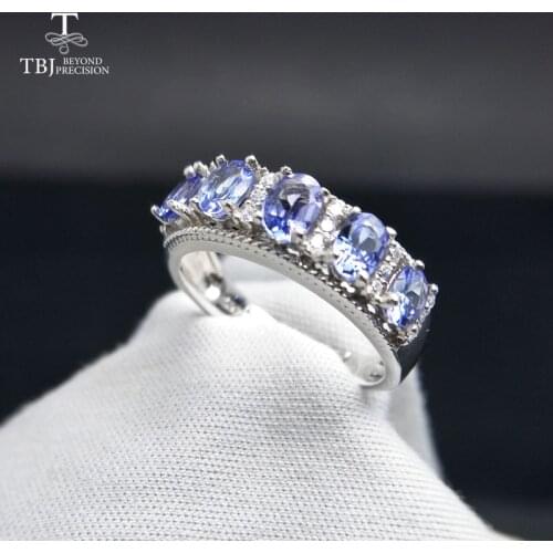 TBJ,Natural Good color 1.1ct Blue Tanzanite gemstone lady Ring in 925 sterling silver fine jewelry for girl best gift with box
