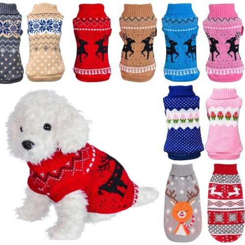 Winter Cartoon Cat Dog Clothes Warm Christmas Sweater For Small Yorkie Pet Clothing Coat Knitting Crochet Pet Clothing