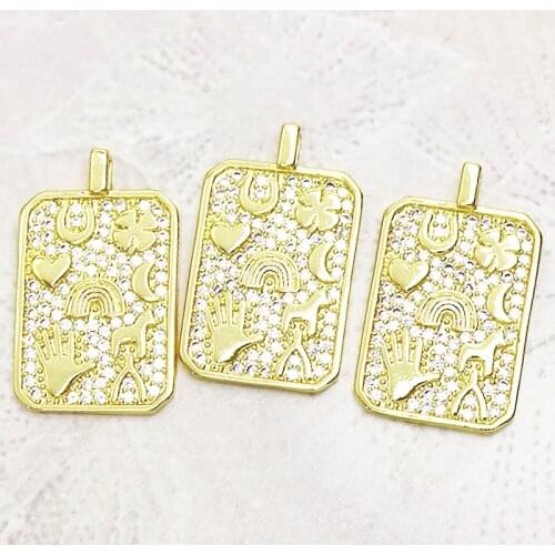 10Pcs Rectangle zircon pendant Fashion jewelry pendants Handmade women accessories pendants 7290