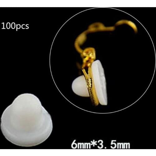 100Pcs Earring Pads Support Stabilizer Silicone Comfort Earring Cushion for All Sizes Clips on Earrings Jewelry Findings E56A