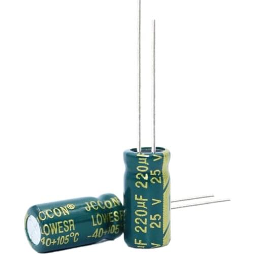 20pcs High frequency low resistance aluminum electrolytic capacitor 25v220UF 220uf25v volume: 6x12