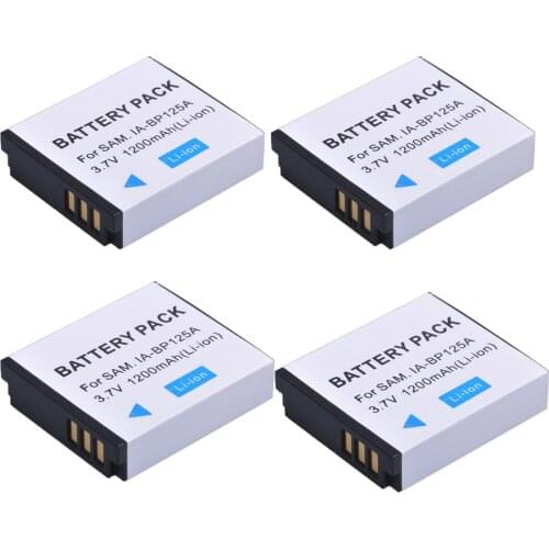 4X 1200mAH IA-BP125A IA BP125A BP125A Rechargeable Camera Battery for Samsung HMX-QF20,HMX-QF30,HMX-QF300,HMX-M20,HMX-Q10,HMX-Q1