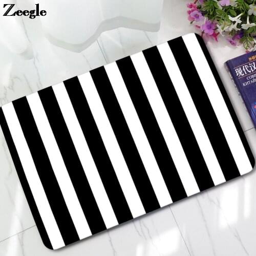 Black and White Rubber Doormat Floor Carpet Simple Living Mat Absorbent Mat for Bedroom Non-slip Door Mat