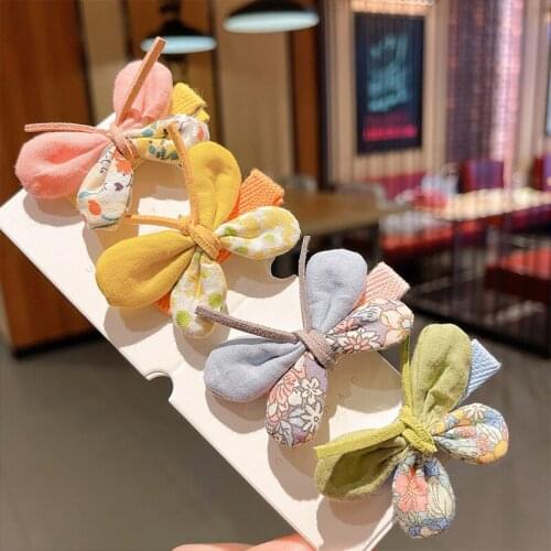 Floral Bowknot Pressure Mouth Clip Headdress Fabric Pastoral Style Folded BB Clip Childrens Small Fresh Cute Hair Accessories