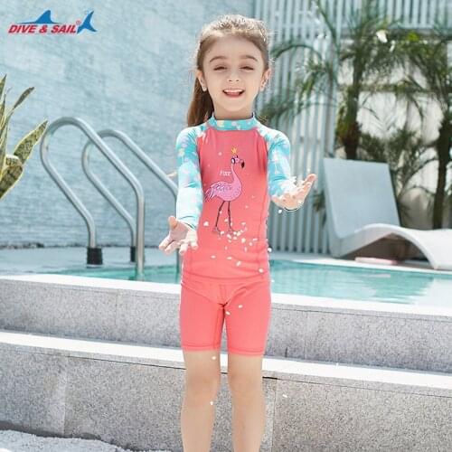 Kids Swimwear Rashguard Two Piece Swimsuit Long Sleeve Swimming Suit For Girls Rash Guards Bikini Childrens Bathing Swimsuits