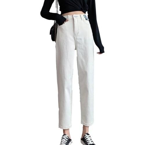 Denim Trousers Vintage Pants Women Korean harem Long Pants High Waist Casual 2021 Autumn