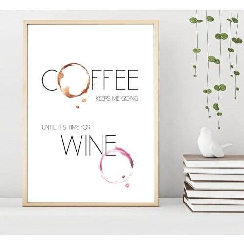 Coffee Keeps Me Going Canvas Painting,Wine Lover Poster,Drinks Definition,Alphanumeric Wall Art Picture,Modern Minimalist Decor