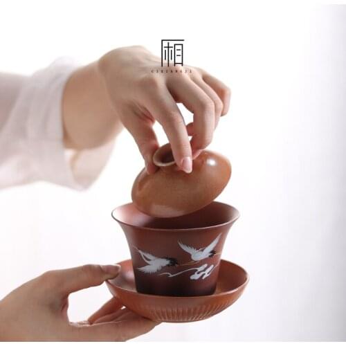 Ceramic Gaiwan Enamel Painted Blue And White Tea Tureen Porcelain Big Tea Bowl Kung Fu Teaware Tea Ceremony Accessories