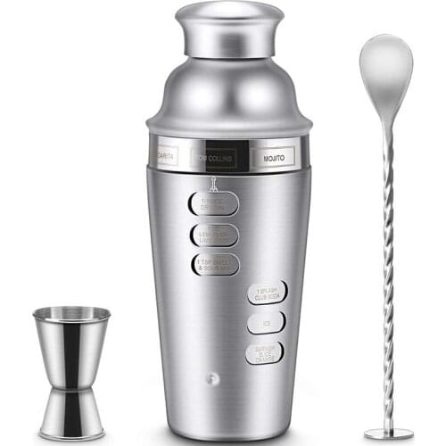 Cocktail Making Set,Cocktail Set with Boston Cocktail Shaker Rotation Recipe Guide Bar Bartender Tool Kit Built-In Strainer & Me