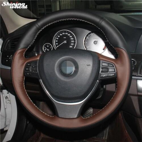 Palm Red Genuine Leather Black Leather Car Steering Wheel Cover for BMW F10 F11 (Touring) F07 F12 F13 F06 F01 F02