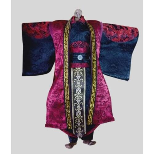 1/6 scale soldier ancient Hanfu suit black red dragon robe clothing model for 12 inch action figure body