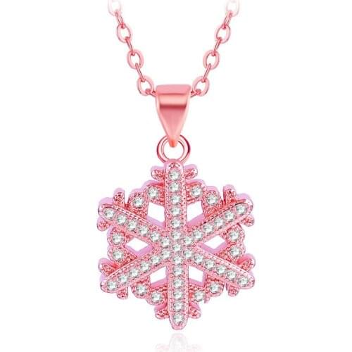 Copper Micro Pave Jewelry Shining Zircon Christmas Snowflake Charms Necklace Women Men Bijoux Best Friends Pendant Diy Gifts