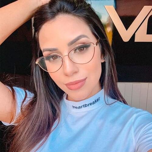 Fashion cat eye Glasses frame Eyeglasses Frames For Women vintage Transparent optical frames high quality metal