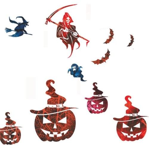 Wall Sticker Halloween Decoration Flying Pumpkin Bar Corner Tumbling Decoration Witch bat Mural Poster