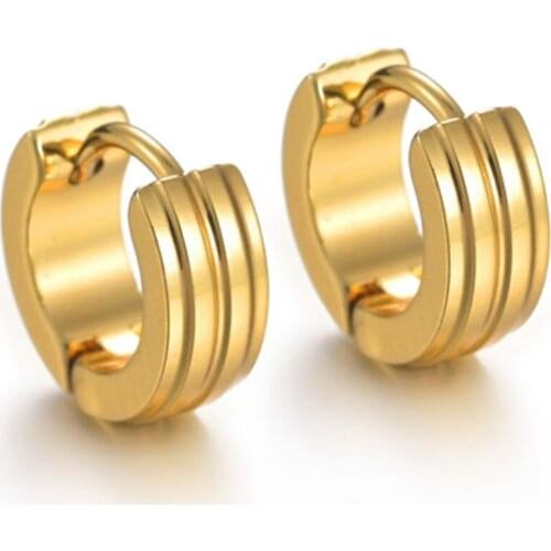New Arrival 1Pair Gold Ear Studs Men Pircing Hoop Cartilage Earring Stainless Steel Rock Ear Piercing Woman Jewelry