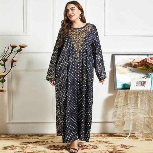 Fridayin A Large Size WomenS Galabiya Embroidered With Golden Threads Dress