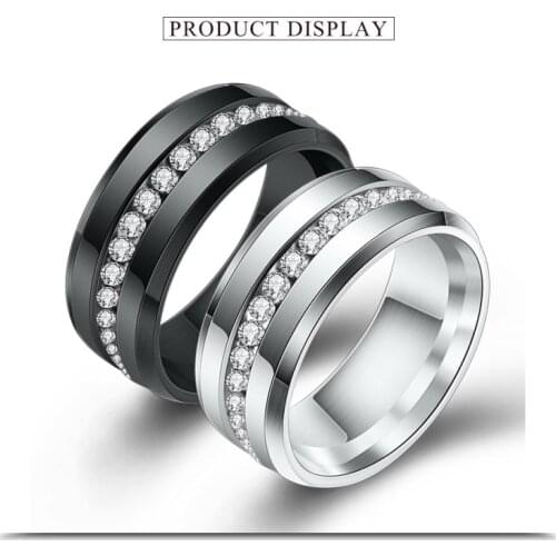 2021 Sale Fashionable and simple stainless steel ring wholesale Crystal from Swarovskis Single row of embedded zircon Fit Women