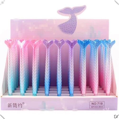 72 Pcs Gel Pens Mermaid Black Gel Ink Pens for Writing Signature Pen Office School Supplies 0.38mm