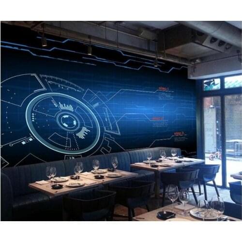 Technology Board photo Self Adhesive wallpaper Coffee painting wallpaper Facades wall stripe mural living room hotel Waterproof