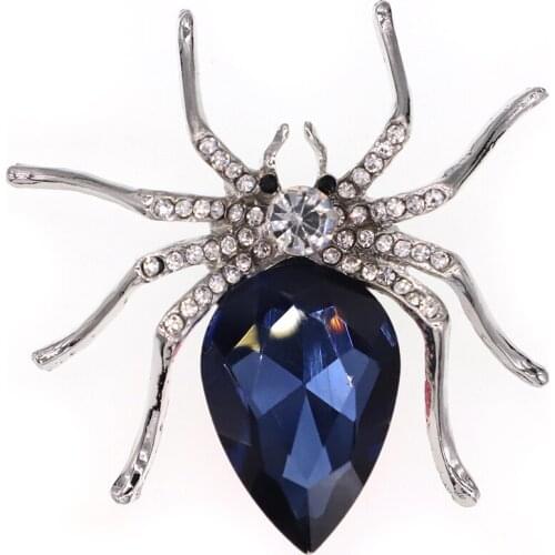 Silver Mens and Womens Spider Net Halloween Holiday Alloy Rhinestone Brooch and Pins