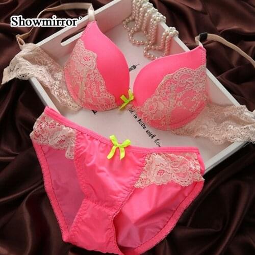 Showmirror 2021 Sexy Lingerie Lace Bra Set Women Push Up Underwear Set Lace Bra & Panties Set Night Wear