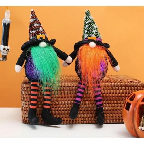 Halloween Luminous Faceless Doll Plush Dwarf Decoration Halloween Festival Party Glow Long-legged Faceless Old Man Ornaments