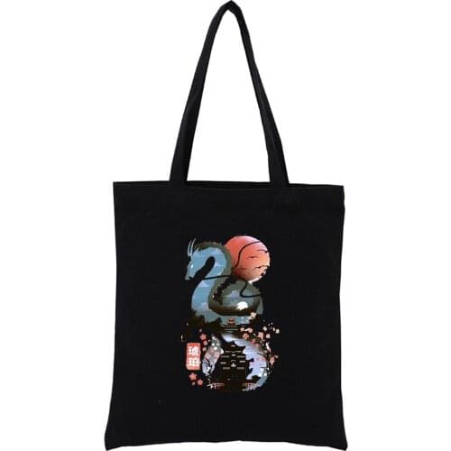 Totoro Studio Ghibli Miyazaki Hayao Spirit Away Handbags Shoulder Bags Casual Shopping Girls Handbag Women Elegant Black Canvas