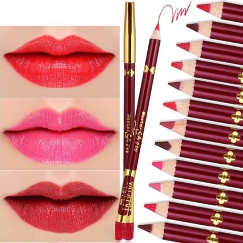 1Pcs 12 Color Waterproof Non-marking Matte Lip Liner Lipstick Pen