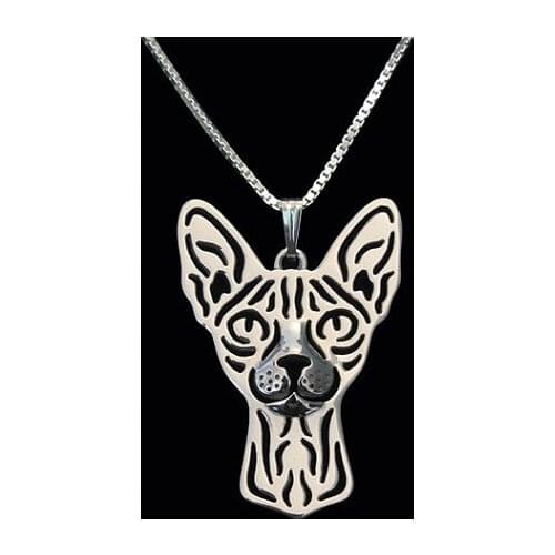 Sphynx cat jewelry - Gold and silver pendant and necklace jewelry Simple abstract animal