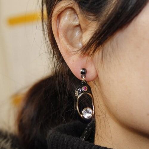 2019 Vintage Zircon Earrings for Women Gothic Big Black Gold Color Fruit Shape Hollow Pendientes brinco Wholesales