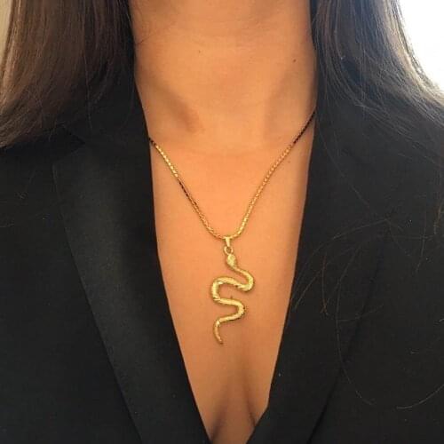 Snake Pendant Necklace For Women snake jewelry Gold stainless steel jewelry collier inoxydable femme collier serpent кулон змея