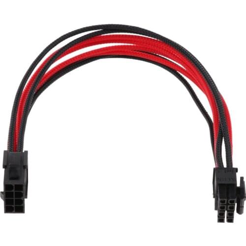 1-Pack) Motherboard ATX CPU 8 Pin Male to Female Power Extension PSUs, Black and Red Sleeved - 1ft/30cm