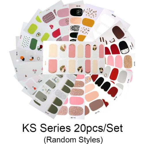 10/20pcs Randomly Nail Art Stickers Set Full Adhesive Wraps Glitter Nail Tips Mixed Decal Design Finger Feet Decoration Manicure