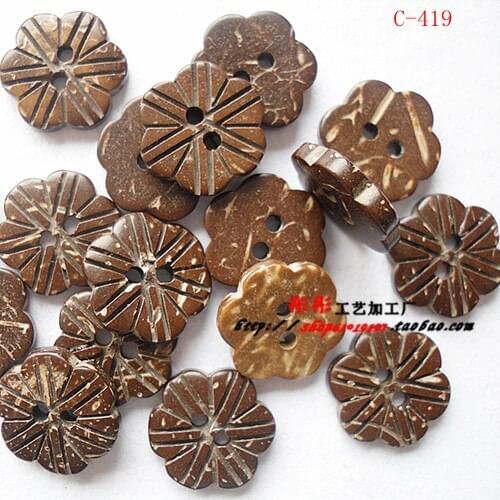100 pieces/lot Natural Coconut Buttons Grament Buttons Diy Beads - 14mm C419