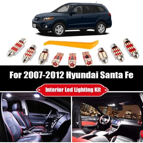 13X Canbus White LED Car Map Dome Ceiling Light Interior Kit For Hyundai Santa Fe 2007-2011 2012 Cargo Courtesy License Lamp