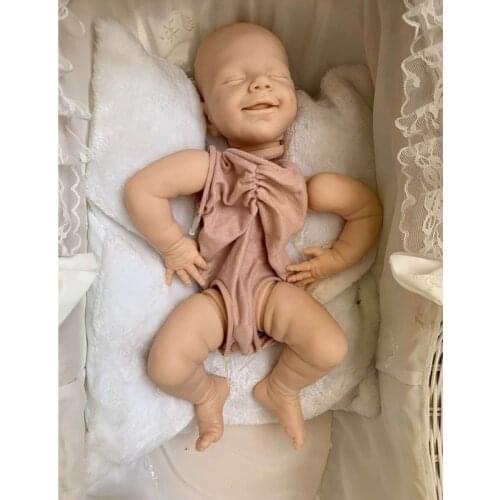 22" Unpainted realistic Doll Kits, Silicone sleeping Dolls with Cloth and Body Parts, DIY Baby Newborn Dolls Blank Kits for Boys