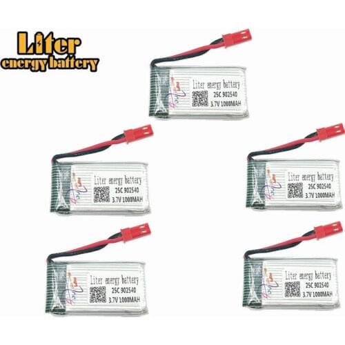 5pcs RC Drone Lipo Battery JST 902540 3.7V 1000mAh 25c Lipo 1S Battery For MJX x400 X300C X800 Quadcopter Parts