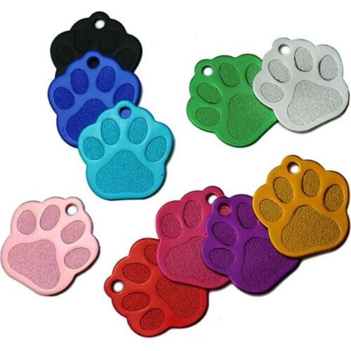 Dhl free pet products shipping pet tag mix colors pet id tag dog paw shape dog cat name tags alunimum alloy pet pendant