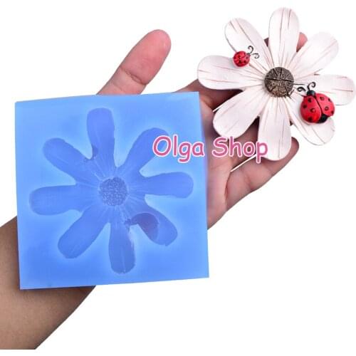 HYL409 75.4mm x 80.6mm Flower Silicone Mold Fondant Cake Decoration Candy Resin Clay Earrings Necklace Craft Soap Candle