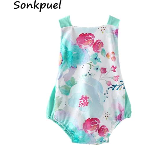 Baby Romper Newborn Infant Girl Sleeveless Tops Cross Bib Sunsuit Toddler Girls Jumpsuit Summer Babys Clothes for 0-2 Years