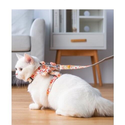 Elegant And Stylish Pet Chest Strap Cute Japanese Butterfly Vest Type Traction Rope Simple Design Nylon Webbing Cat Chest Strap
