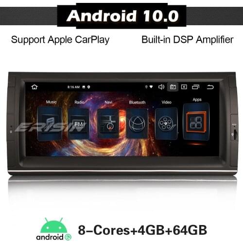 ERISIN 8153 Android 10.0 10.25" 8-Core DAB+ CarPlay USB OBD Wifi 4G GPS Sat Nav Bluetooth Car Stereo for BMW 5 Series E39 E53