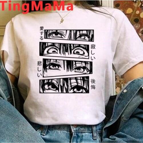 Japanese Anime Harajuku E-girls Punk top tees female grunge white t shirt harajuku top tees