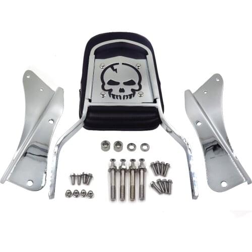 Chrome Skull Backrest Sissy Bar For 2001-2008 Honda Shadow Spirit 750 / VT750 2002 2003 2004 2005 Aftermarket motorcycle parts