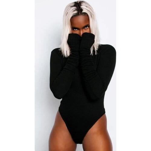 JS464J-2020 cotton womens high collar long sleeve sexy bodysuit I