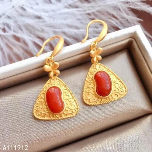 KJJEAXCMY fine jewelry natural Agate 925 sterling silver women earrings support test elegant