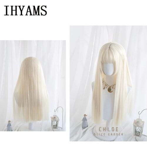 Cosplay Costume Chloe Wigs 60cm Beige Blonde Straight Long Charming Synthetic Hair Halloween Party Wigs + Wig Cap